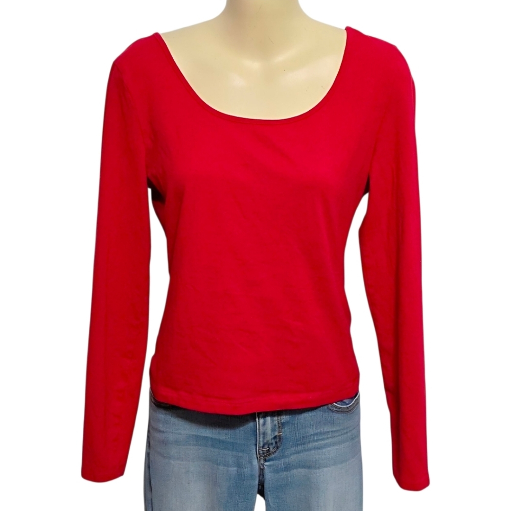 Charlotte Russe Red Scoop Neck Blouse With Criss-Cross Back